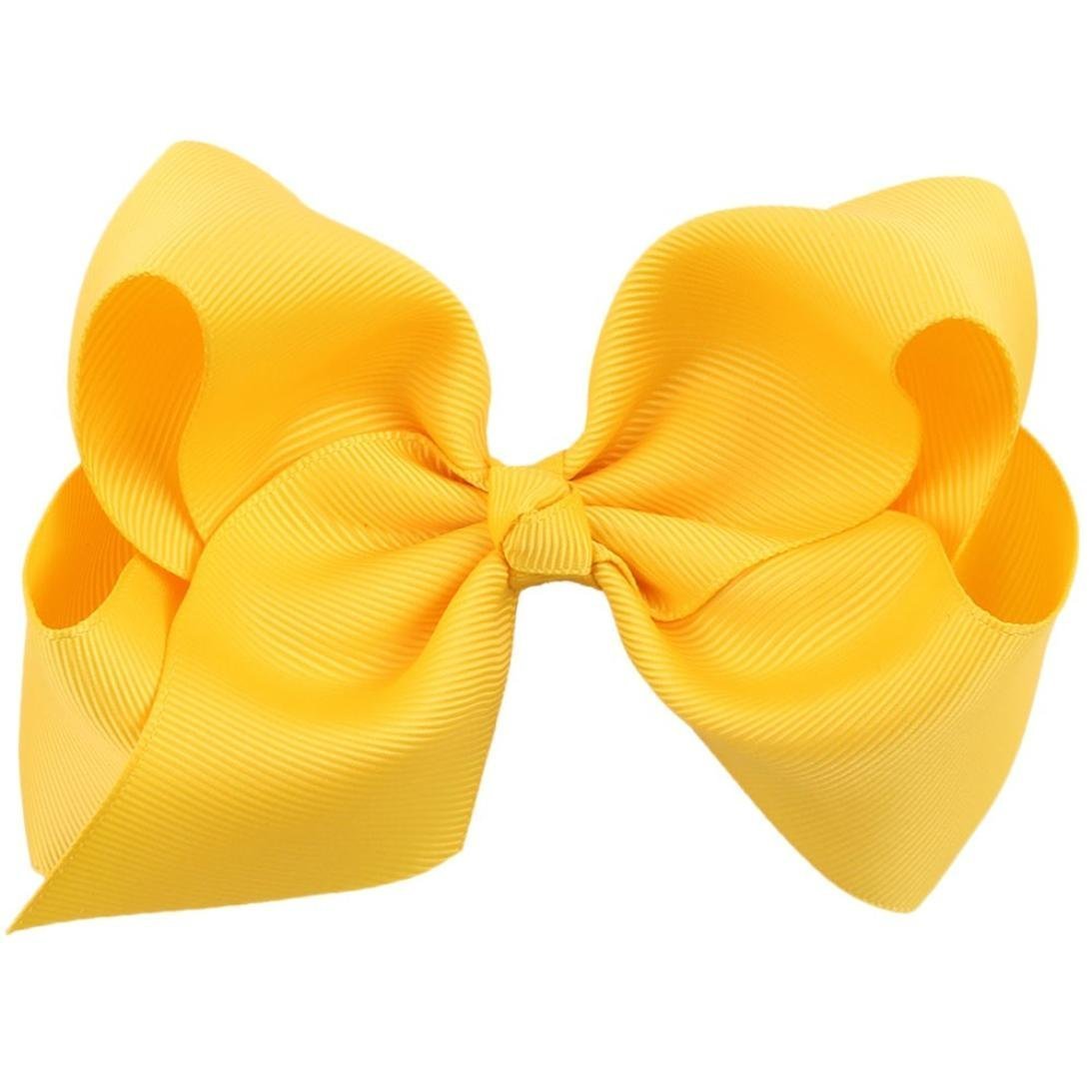 Aka Girls Yellow 6" Big Bow Hairpins Hair Clips For Children Kids Hair Handmade Alligator Clips Accessories (Yellow)