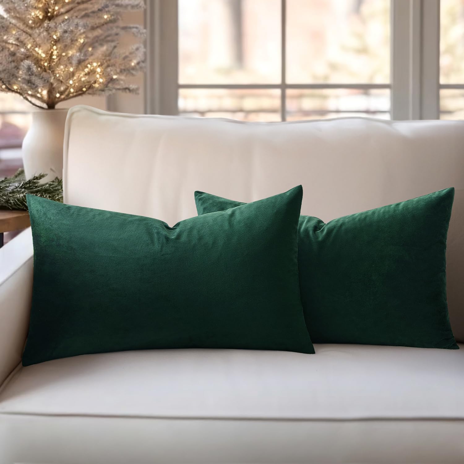 Slozzi 2er Set Samt Kissenbezüge Haushalt Dekokissen Dekorative Kissenhülle Weich Sofakissen für Sofa Schlafzimmer Wohnzimmer