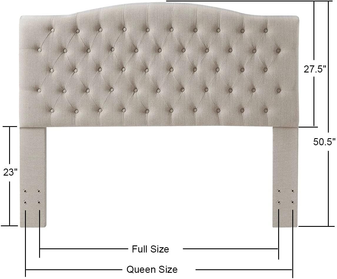 24KF Upholstered Tufted Button Linen Fabric Headboard,Comfortable Fashional Headboard Queen/Full Size,Linen