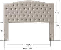 Vista 94 de 24KF Cabecera tapizada con terciopelo con diseño de botones capitoné, tamaño King/California King, cómoda, a la moda, acolchada, color gris
