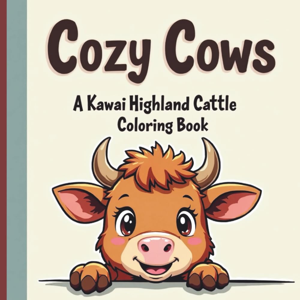 Cozy Cows: A Kawaii Highland Cattle Coloring Book: Adorable and easy coloring pages with cute highland cows for children