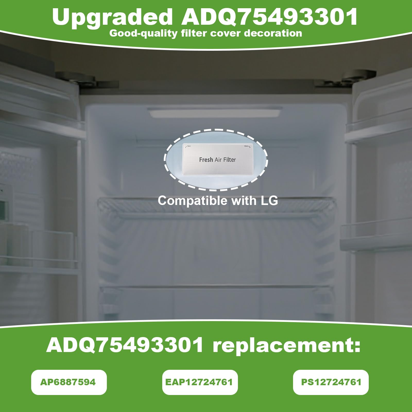 ADQ75493301 Couvercle Filtre à Air Réfrigérateur pour LG, Remplacement du Couvercle de Filtre à Air Frais Compatible avec LG Réfrigérateurs LRMVS3006S LRMDS3006S LRMVC2306S LRMDC2306D