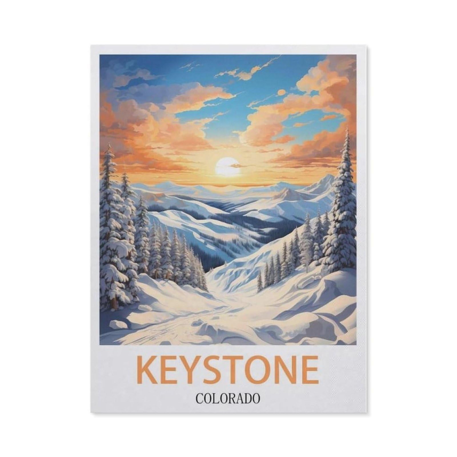 Beayodkp （50 X 60 Cm/19.68 X 23.62 Inches） Diy Diamond Painting，Keystone Colorado Vintage Travel Posters，Cross Stitch Full Drill 5D Embroidery Mosaic Wall Decor Art-Cg83