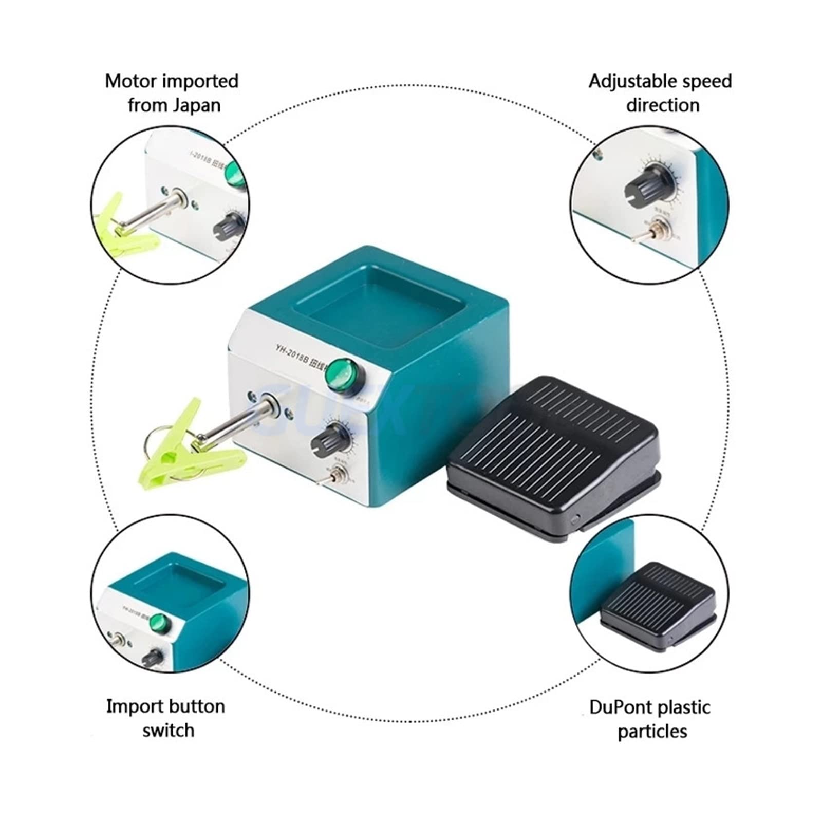 BASSFLY Avvolgitore Elettrico, Torsione elettrica Pedale a velocità Regolabile Cavo schermato Filo Intrecciato Avvolgimento avanti e Indietro della Macchina per spirali, Bobine Motore