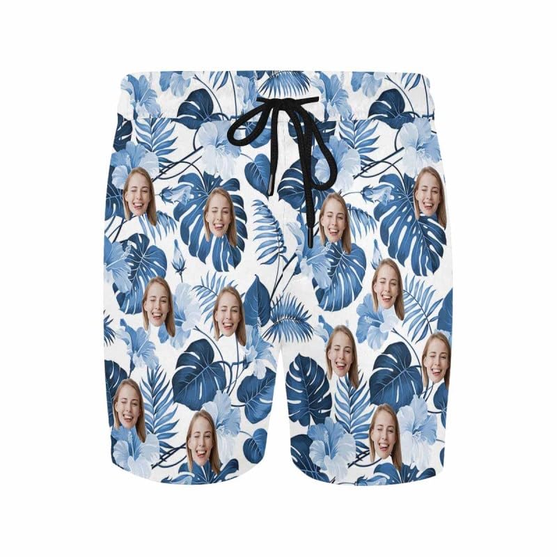 Personalized Face Couple Matching Swimsuit Swimtrunk Custom Women Ruffle Hem Bikini Men Swim Shorts Beach Gift for Men Women4