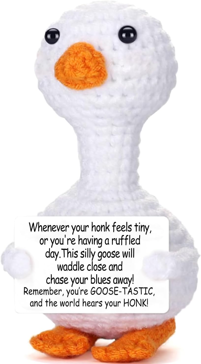 Mini Goose Positive Crochet Animal Emotional Cheer Up Support Message - Emotional Inspirational Support Gifts for Friend Sister Birthday Present for Teens, Remember You're Goose Tastic
