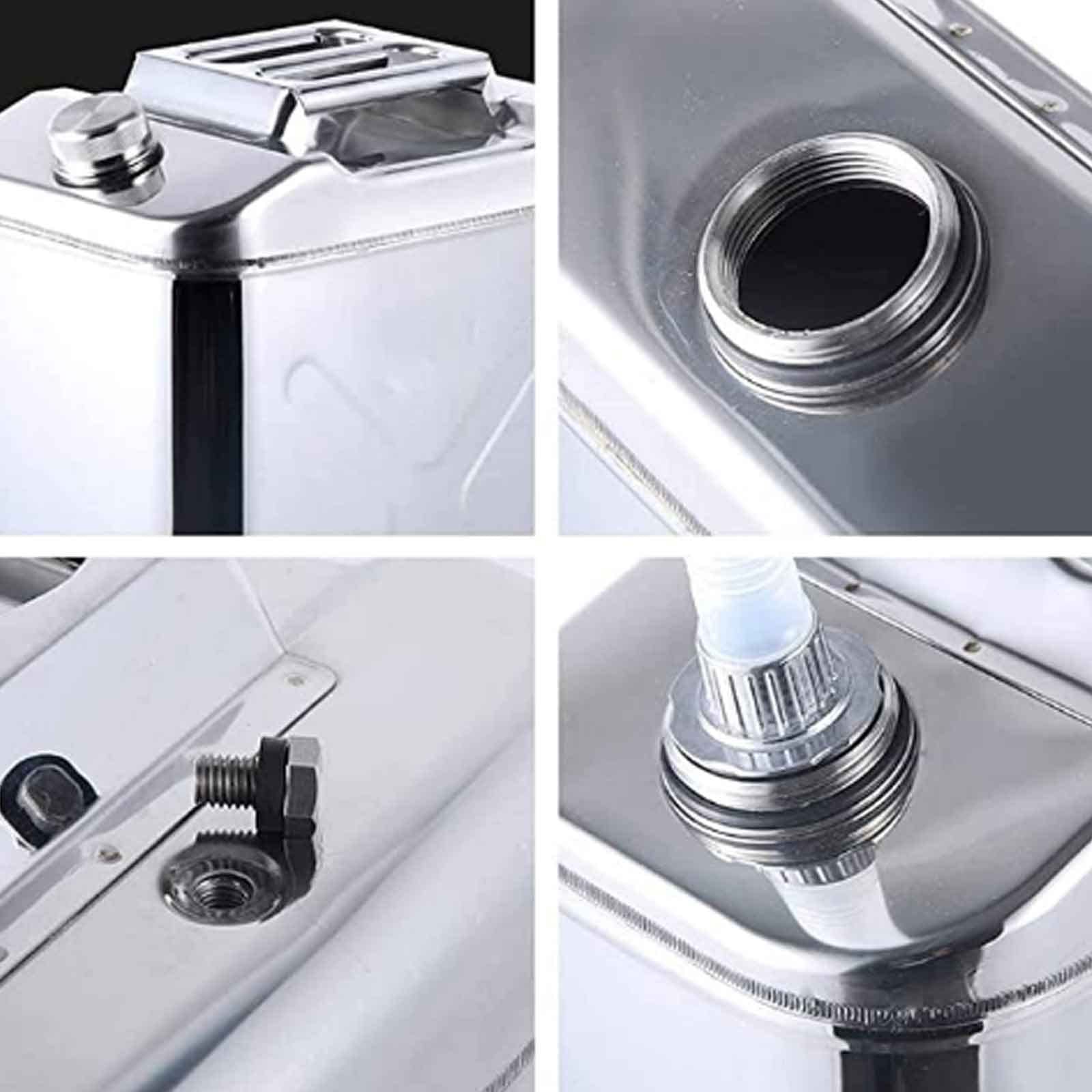 Tanica di Carburante Portatile, tanica per stoccaggio di gasolio in Acciaio Inox 304, Serbatoio Metallico Portatile da 10 Litri, Contenitore di Ricambio per Il Trasporto di Benzina