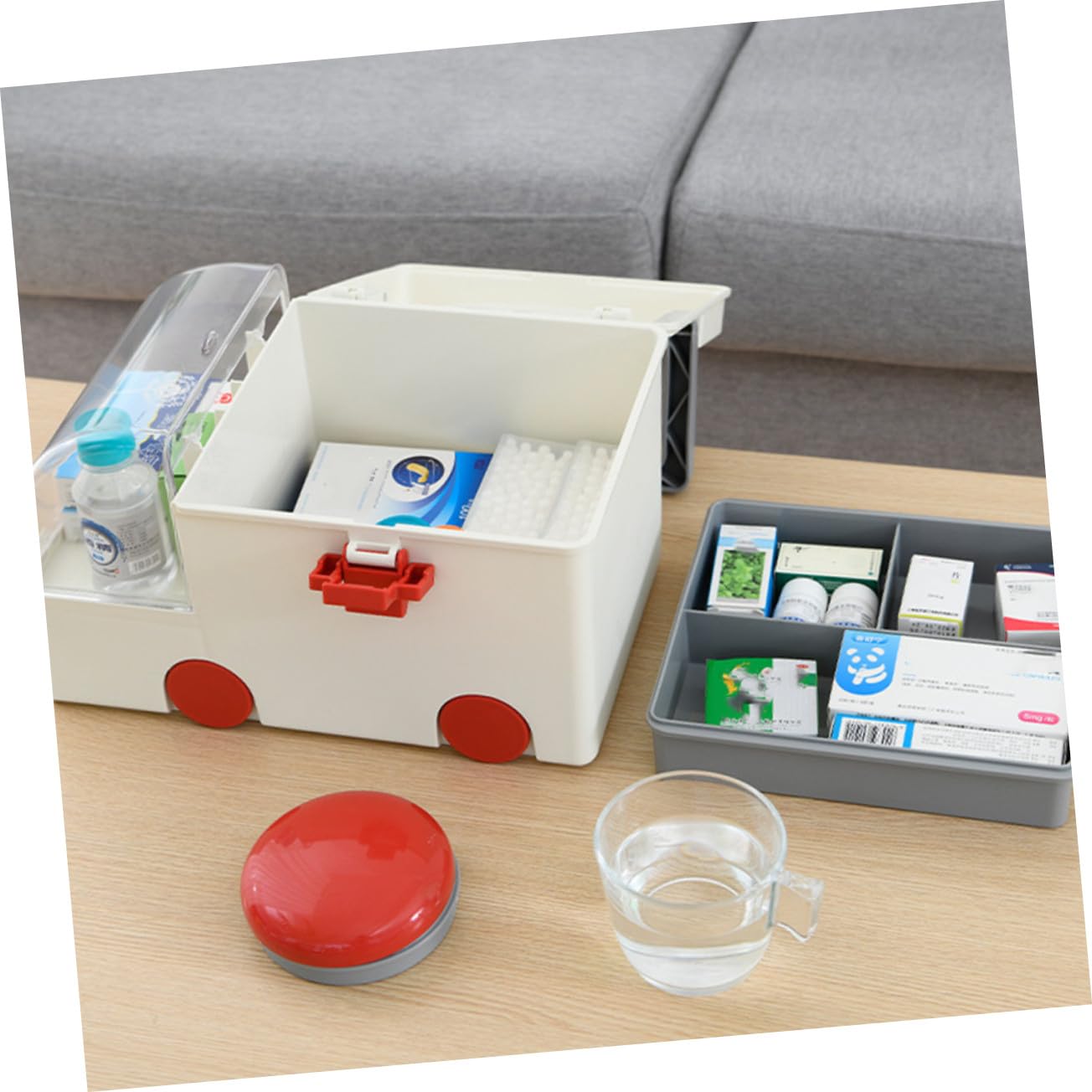 Ipetboom Caja Organizadora Médica Hogar Gran Capacidad, Almacenamiento Ordenado de Medicamentos en Plástico Resistente para Viajes y Deportes