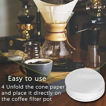 Lot 100 Filtres à Café Jetables Ronds – Papier Filtre Moka Cafetière – Blanc Professionnel