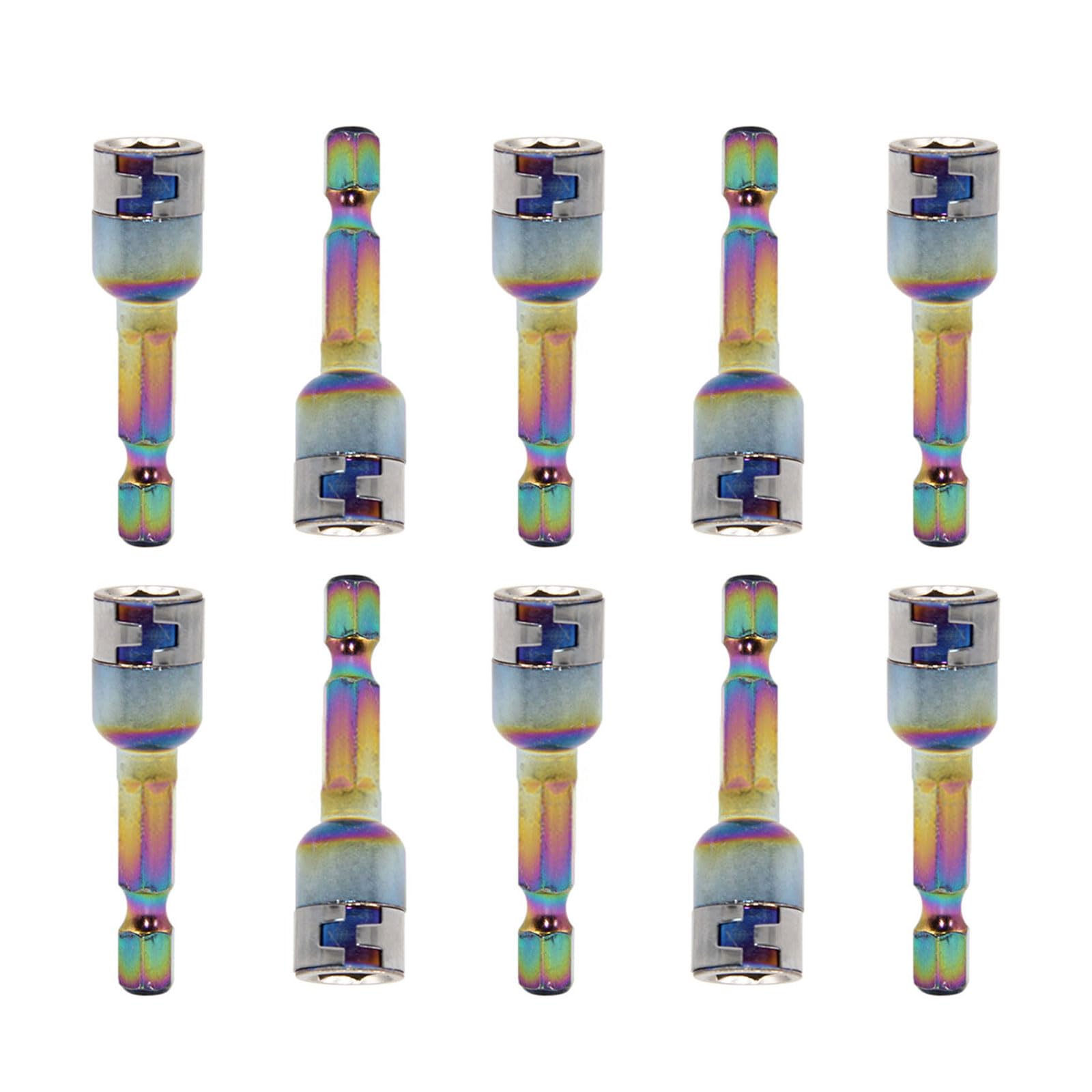 Tsophreniq 10Pcs Not Stainless Steel Sleeve Wrench Hexagonal Shank Spanner Power Drill Converters Ratcheting Socket Adapter Nonslip Sleeve