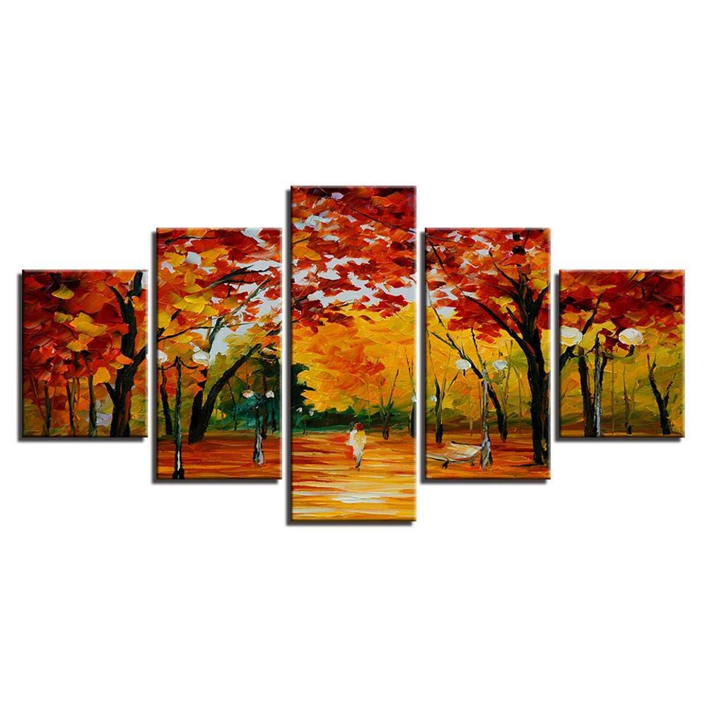 Toile murale rouge arbre street lights pour créer une ambiance chaleureuse dans votre séjour