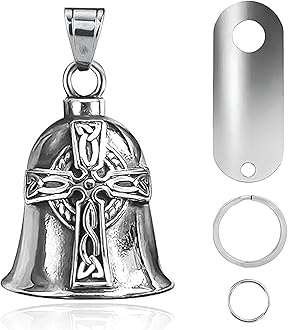 vvagMotorcycle Bell Durable Guardian Angel Bell Hanger Biker Bell with Keychain Ring Motorcycle Accessories for Women