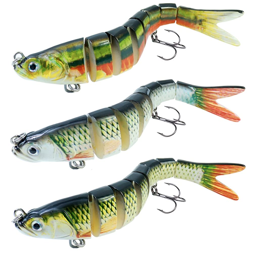 SHINsuke 6-Piece Bionic Swimming Lure Set - Multi-Jointed Minnow Lures, Slow Sinking, For Bass, Trout, Pike