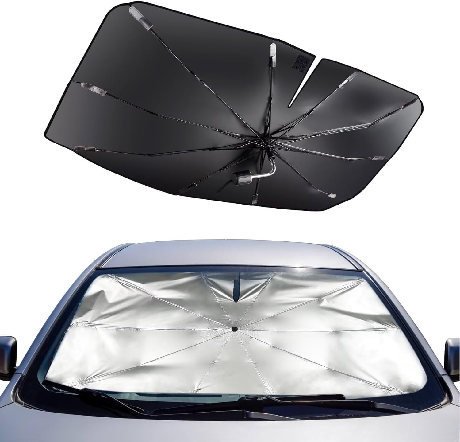 HAVERN Car Windshield Sunshade Umbrella for Leapmotor C10 2024 2025, Foldable UV Protection Windscreen Sun Shade inside Blocks UV Ray