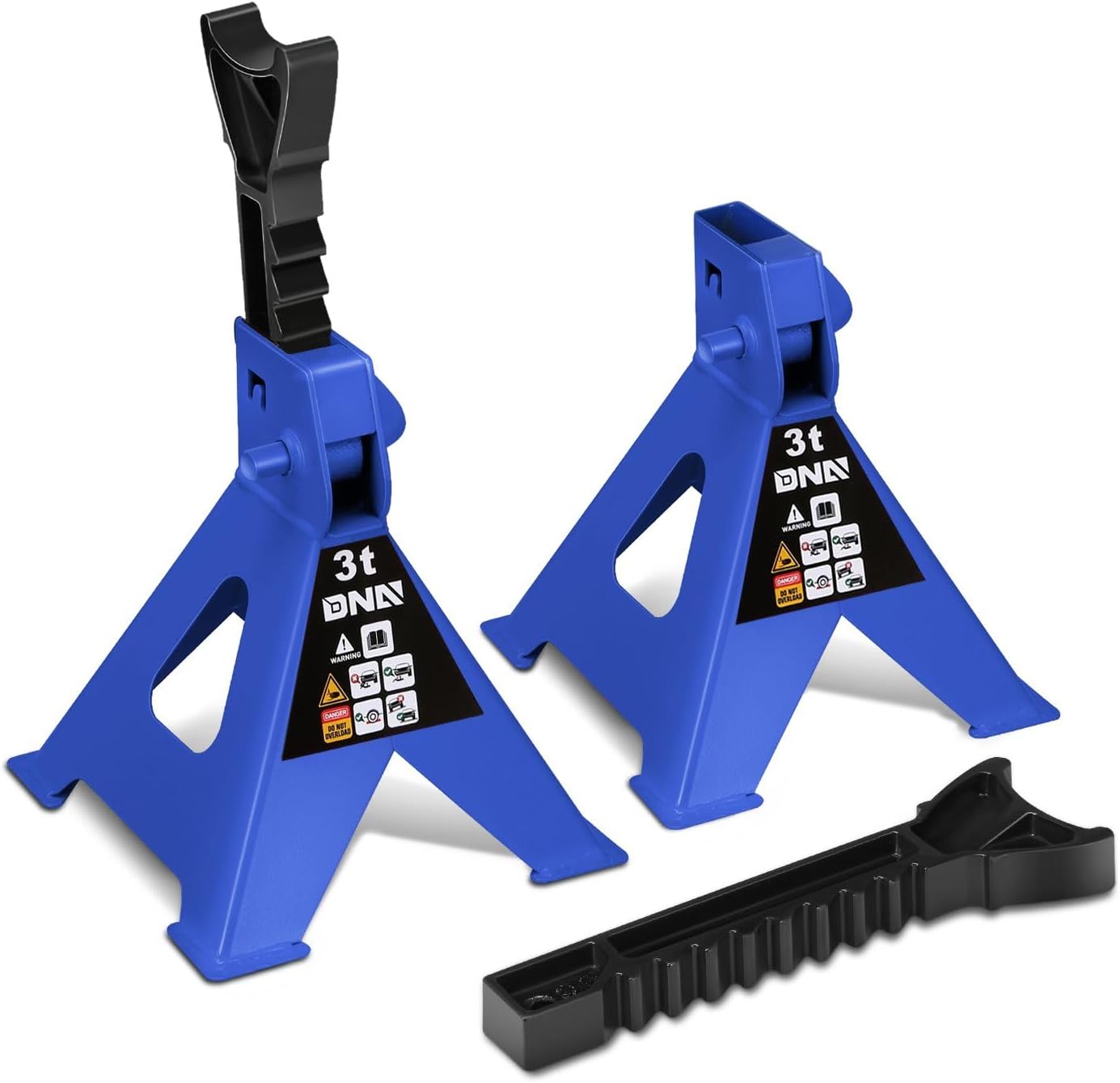 DNA Motoring 1 Pair Jack Stands, 3 Ton (6600 lbs) Capacity Car Lifting Stand, Adjustable Height Car Jack Stands for Cars, Sedans, Small Vehicles, SUV, TOOLS-00682-BL