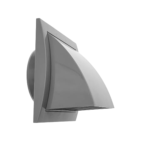 4'' Inch Exhaust Hood Vent with Rain Cover, Grey, Indoor and Outdoor Air Vent Cover, HVAC Exhaust Vent Duct Cover, 6'' x 6'' Inch Exhaust Cap (4'' Inch, Grey)