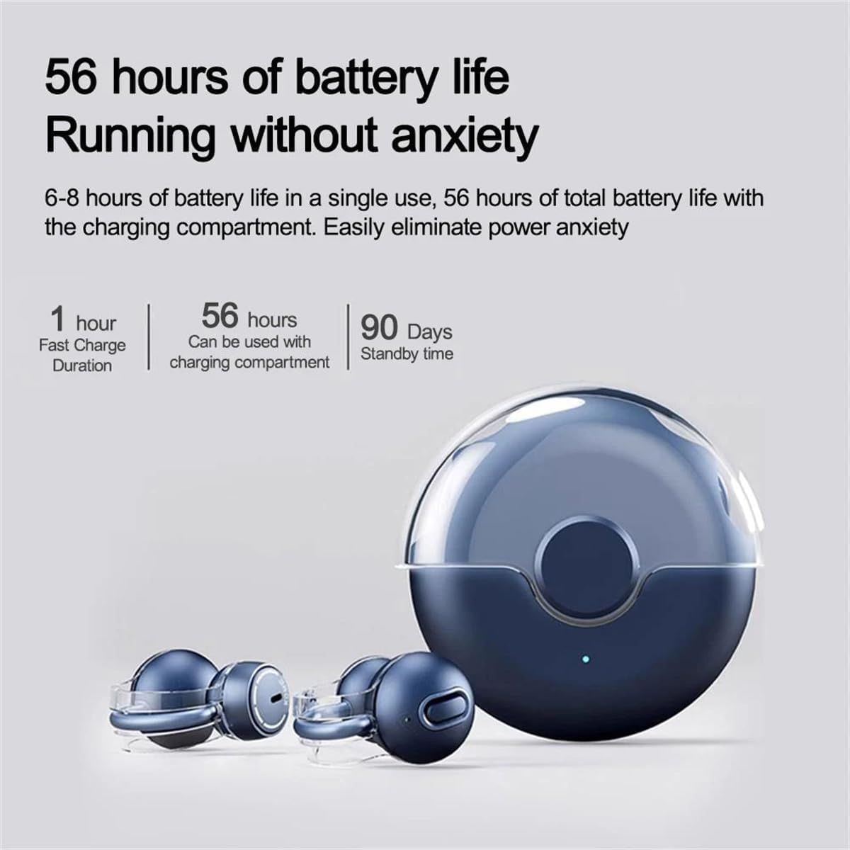 Open Ear Headphones Clip On Earbuds Bluetooth 5.3 Wireless Earphones,Fast Charging,Fast Charging&56HRS Playtime,Ultra Lightweight for Comfortable Clip On for Cycling,Running,Walking,Black