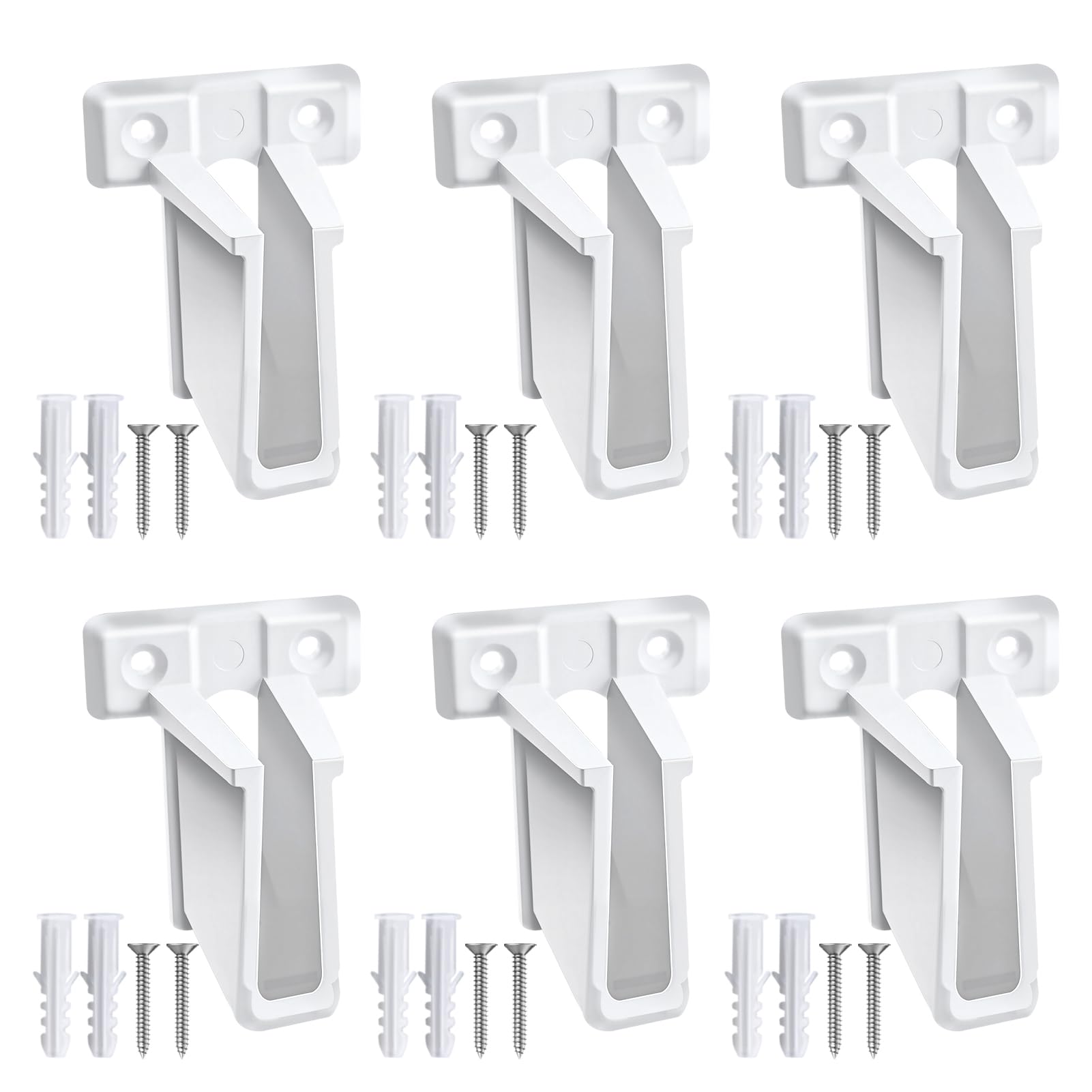 GOLD DEER 6 Pack Wire Shelf End Bracket with Fasteners Wire Shelf Clips Closet Shelf Brackets White Plastic Wall Mount Closet Shelves Brackets for Shelves Closet Wall Mount Brackets for Shelv