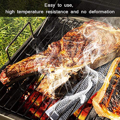 Pellet-Räucherrohr zum Grillen, 12-Zoll-Premium-Edelstahl-BBQ-Holzpelletrohr-Smoker für Gas-Holzkohlegrill, sechseckig mit 2 S-förmigen Haken und 1 Reinigungsbürste