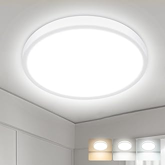 hepside Bathroom Light, 3000K/4000K/6500K 3 Color Temperature, Waterproof IP54, Small, Round, Modern, Flush Ceiling Light for Bathroom, Kitchen, Bedroom, Hallway, Office