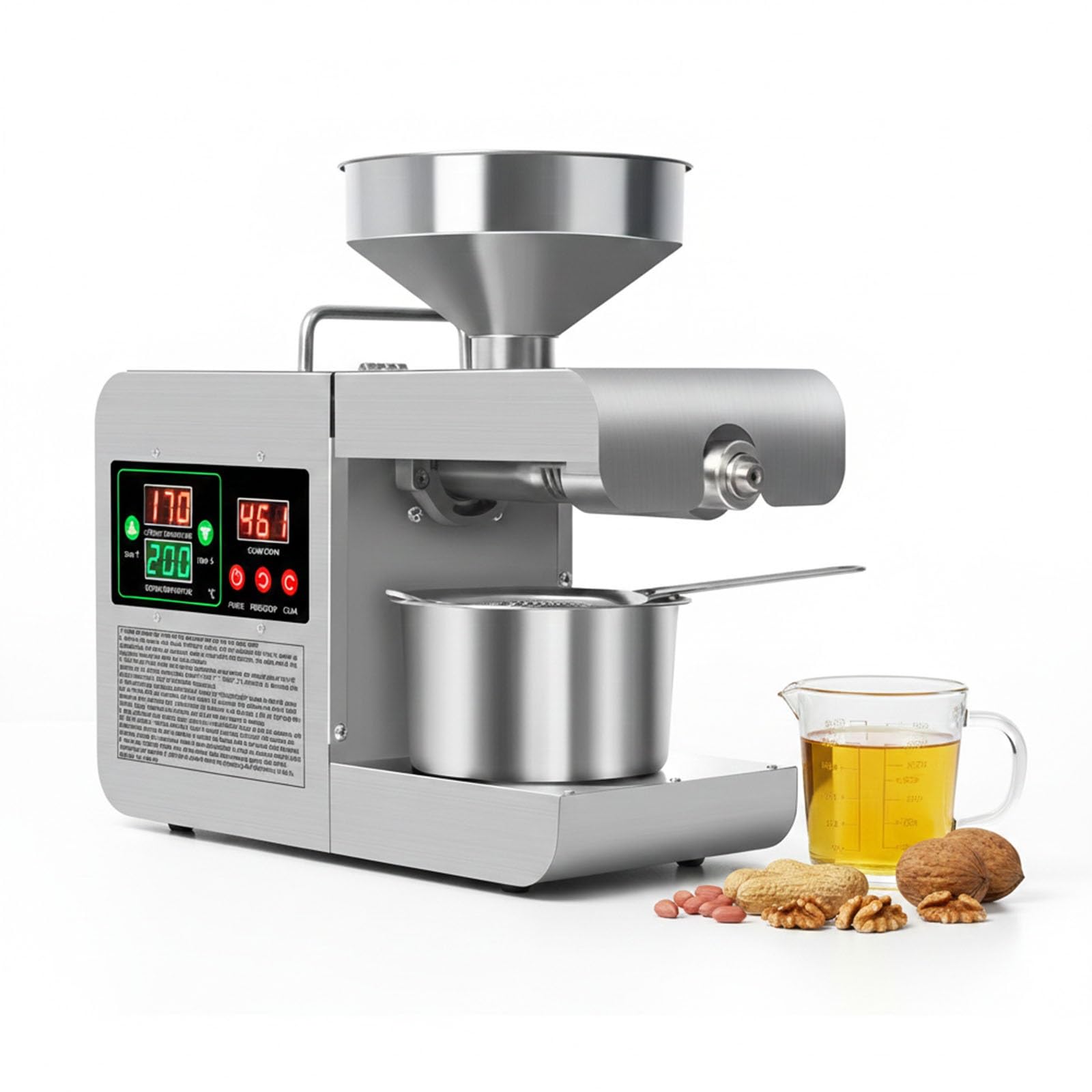Aioneer Oil Extractor, 820W Automatic Stainless Steel Press For Peanut, Sesame, And Flaxseed With High Yield And Heat Control Technology