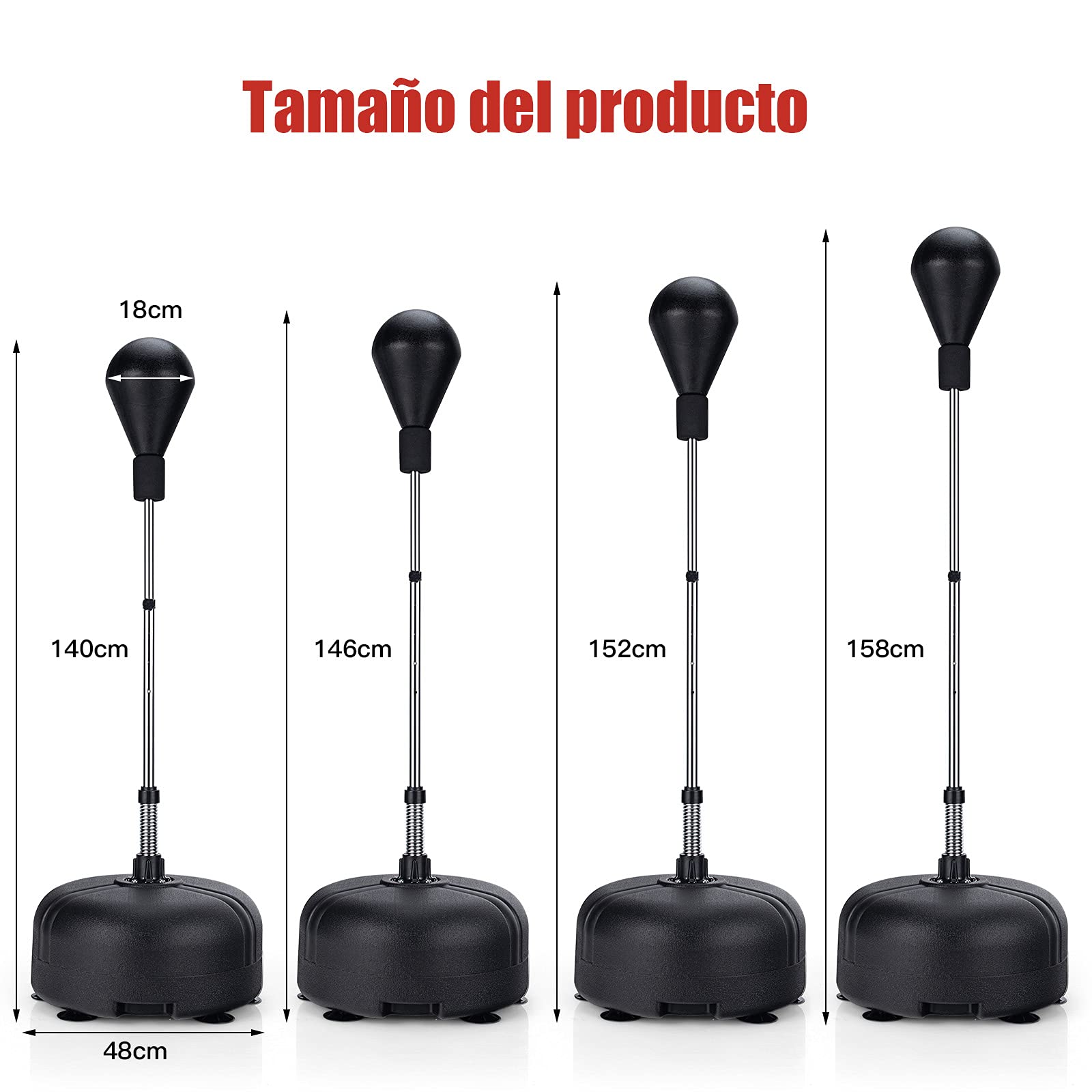 COSTWAY Saco de Boxeo Set de 140-158 cm de Altura Ajustable Saco de Boxeo con Guantes de Boxeo para Hogar Ejercicio para Nños y Aulto
