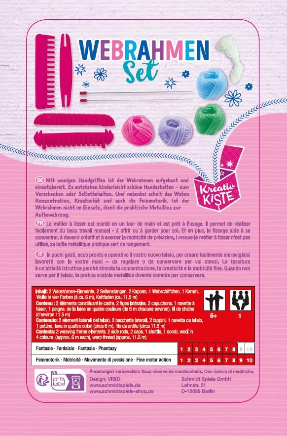 Schmidt Spiele 51603 Webrahmen-Set, Metalldose, Rosa