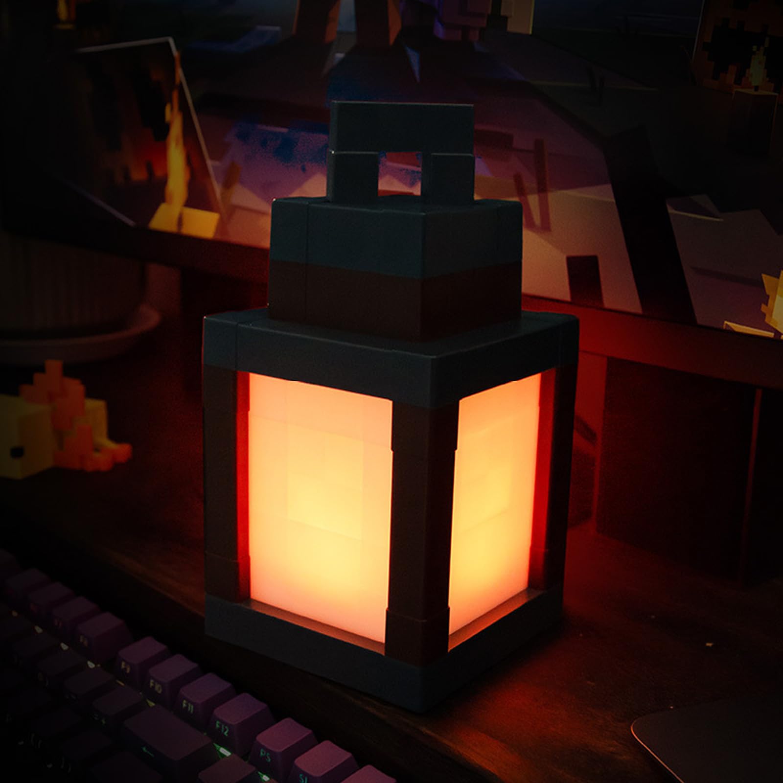 DAZZTIME Pixelated Lantern Nachtlicht,Wall Fackel Nachtlicht,Tragbare Wandlampe,LED Wall Stimmungslicht,16 Farben Mit Fernbedienung & Dimmfunktion,für Zimmer Gamerzimmer
