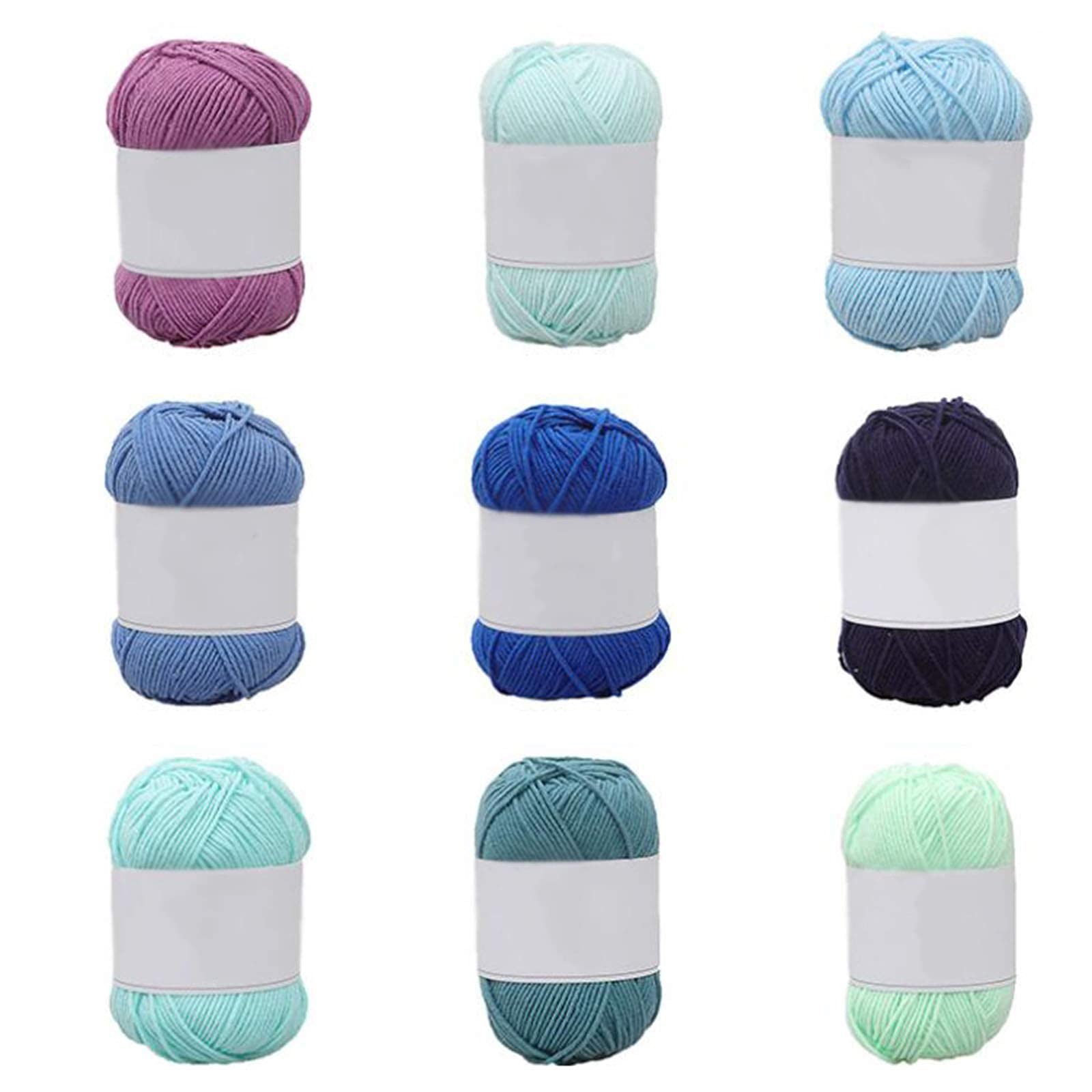 KASTWAVE Hand Knitting Pure Cotton Yarn Set for Knitting and Crochet. Pack of 9 Skeins, Great for Baby Blankets and Clothes, Super Soft Breathable, Baby Clothes, Baby Blankets, Dolls, Looms Crafts