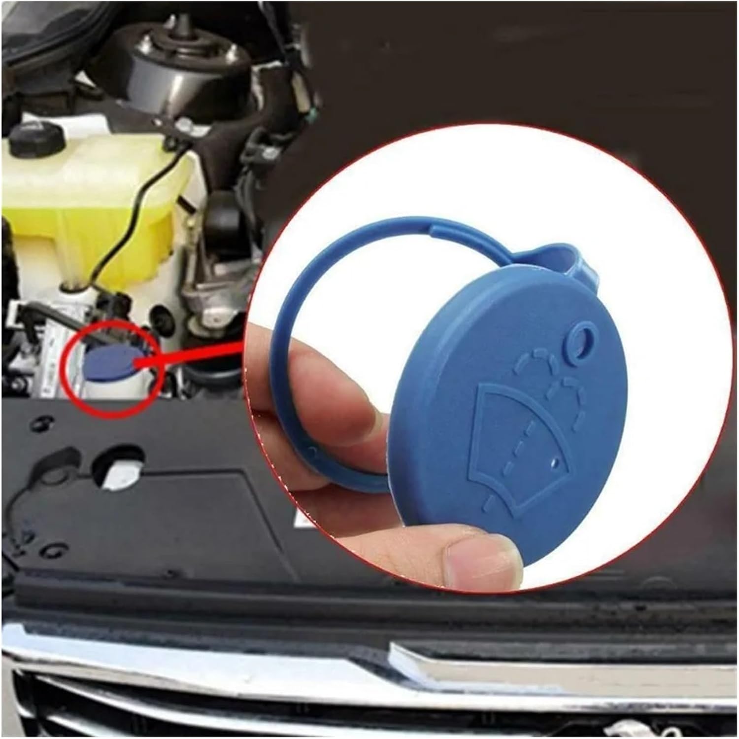 Car Windshield Wiper Washer Fluid Reservoir Lid Cover Tank Bottles Pot Cap Fit For Ford Fit For Peugeot 208308 408 1-6pcs(5pcs blue)