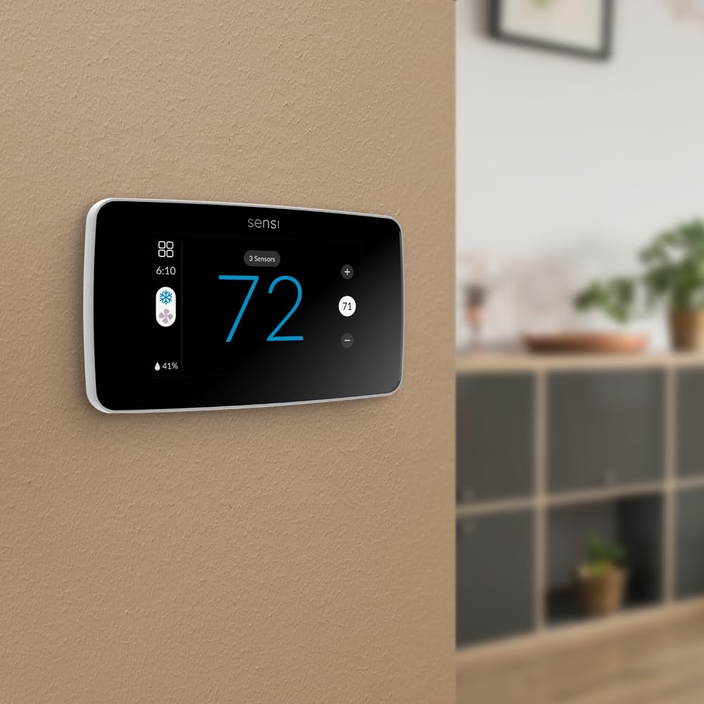 Sensi Touch 2 inteligentny termostat z kolorowym wyświetlaczem ekranu dotykowego, 100 lat doświadczenia, programowalny, Wi-Fi, prywatność danych, łatwe majsterkowanie, współpracuje z Alexa, certyfikat