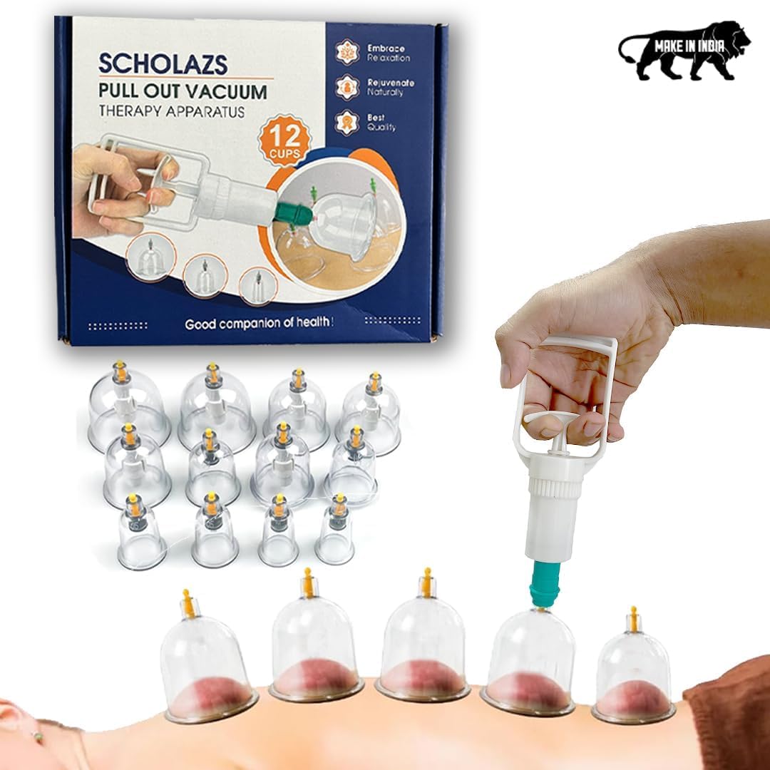 Scholazs HIJAMA Cupping Kit 12 Pcs Vacuum Cupping Set for Health Care Portable Body Relaxation Massager & Manual Therapy Cups for Pain Relief Magnetic Traditional Chinese Therapy Cupping,Transparent 1