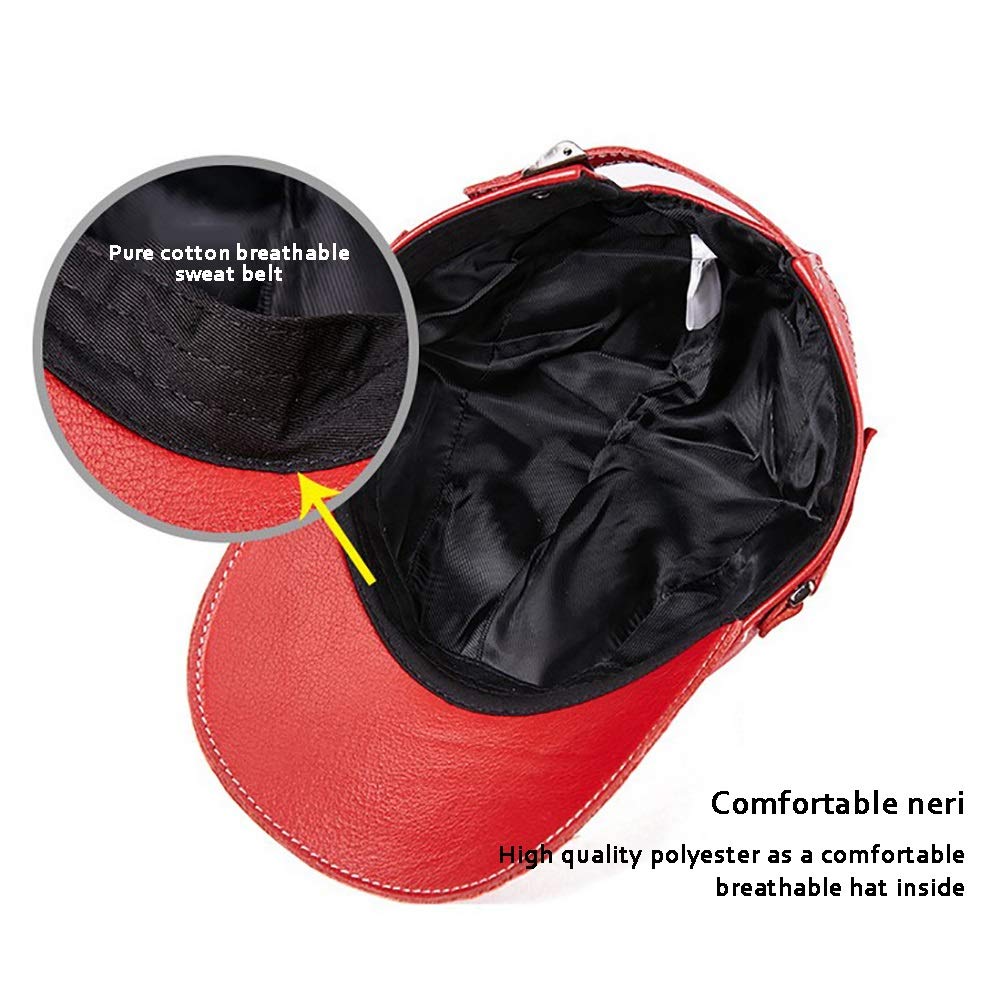 G&F Unisex Pelle Vera Cappellino Baseball Hiphop Cappello con Incorporato Puro Cotone Traspirante Cintura Sudore Inverno