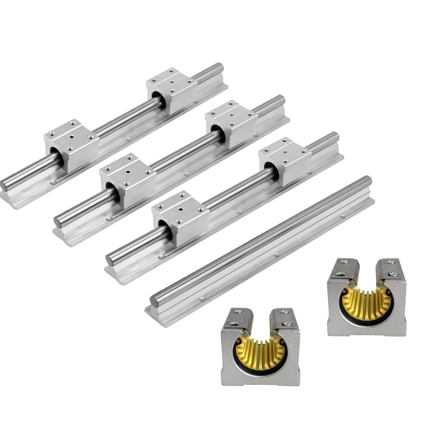 SBR20UU 20mm Linear Rail and Bearing Block, 4 x SBR20-550mm Linear Motion Rail and 8 x SBR20UU Slide Slider Bearing Block for CNC Router Machines from Bopaodao