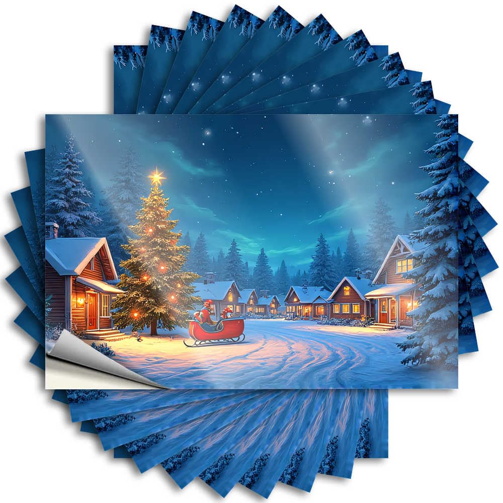 Western Bathroom, Bumper Helmet Christmas Eve in The Snowy Village | Teen Door Decorations for Bedroom(8X12CM)