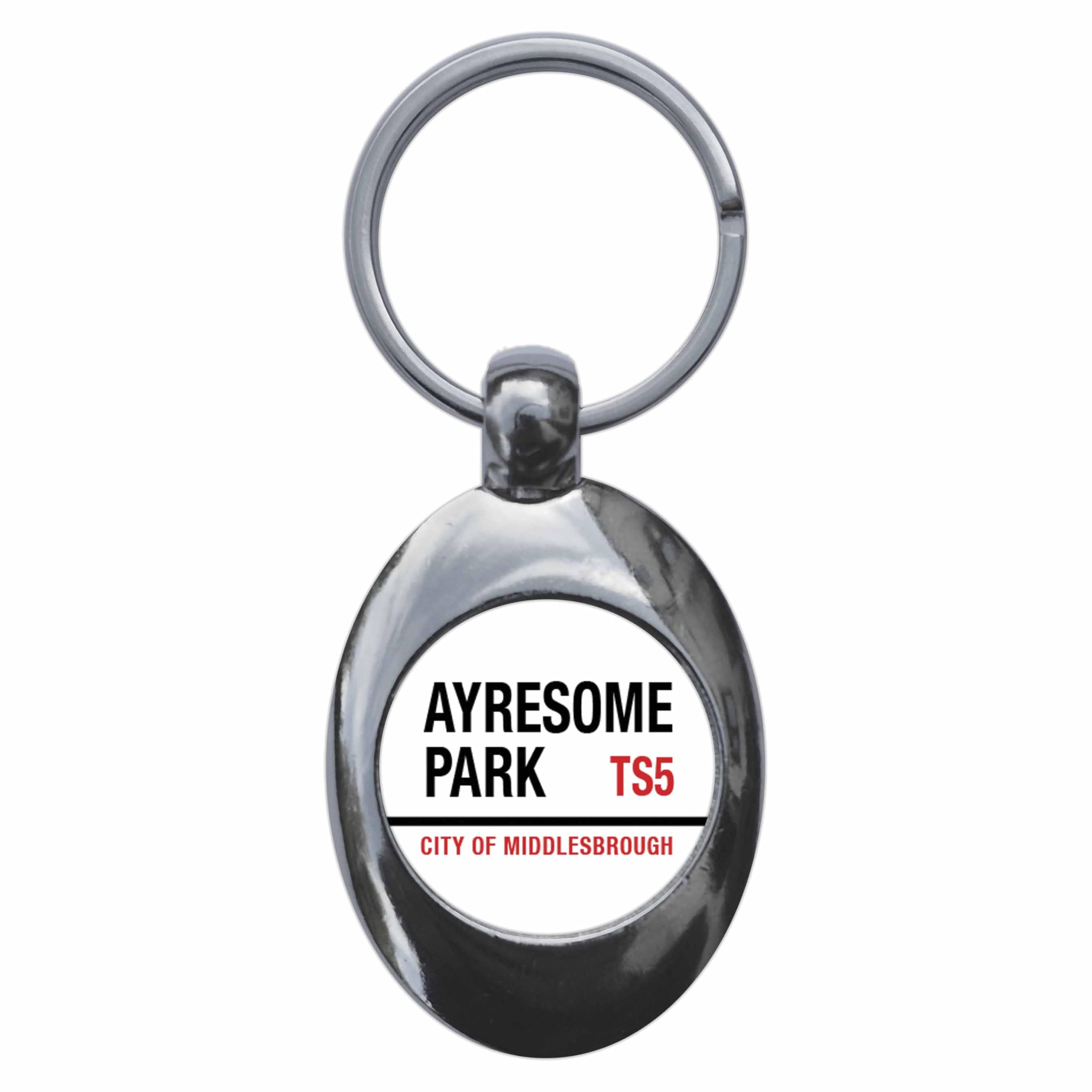 Ozorath Ayresome Park TS5 Middlesbrough Road Sign Keyring with Trolley Coin