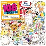Cute Stickers for Kids - Kawaii Water Bottle Stickers for Teens - 108pc Sticker Pack - Waterproof Vinyl Stickers for Water Bottles, Scrapbook - Easter Egg Fillers for Kids & Easter Basket Stuffers