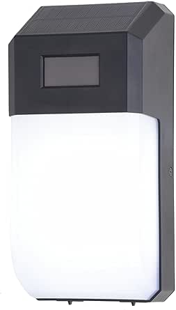 VAXCEL 1 Light Black Solar Powered LED Outdoor Wall Light, Motion Sensor, Dusk to Dawn, White Frosted Shade