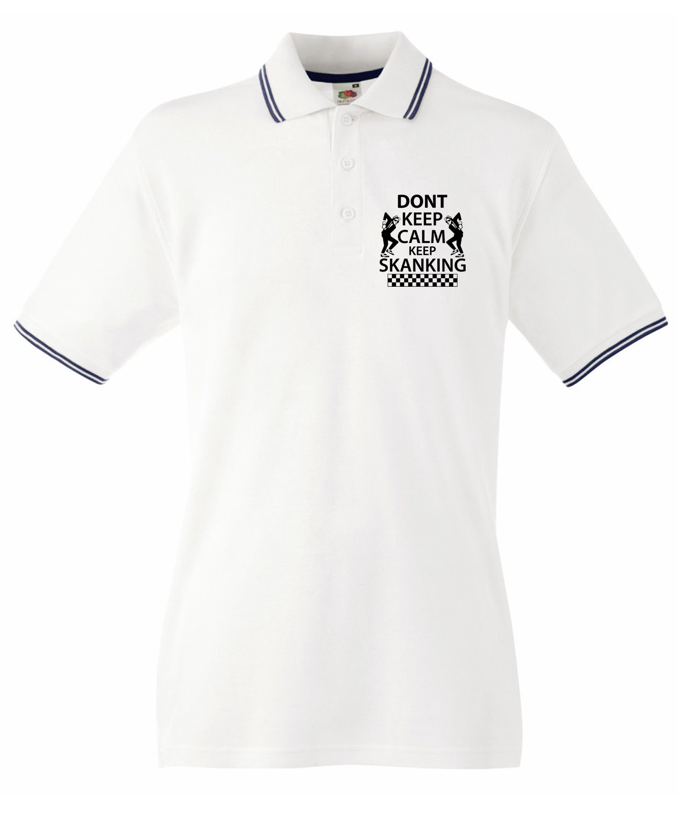 Don't Keep Calm Keep Skanking Men's Ska Contrast Polo T-Shirt (XL, White)