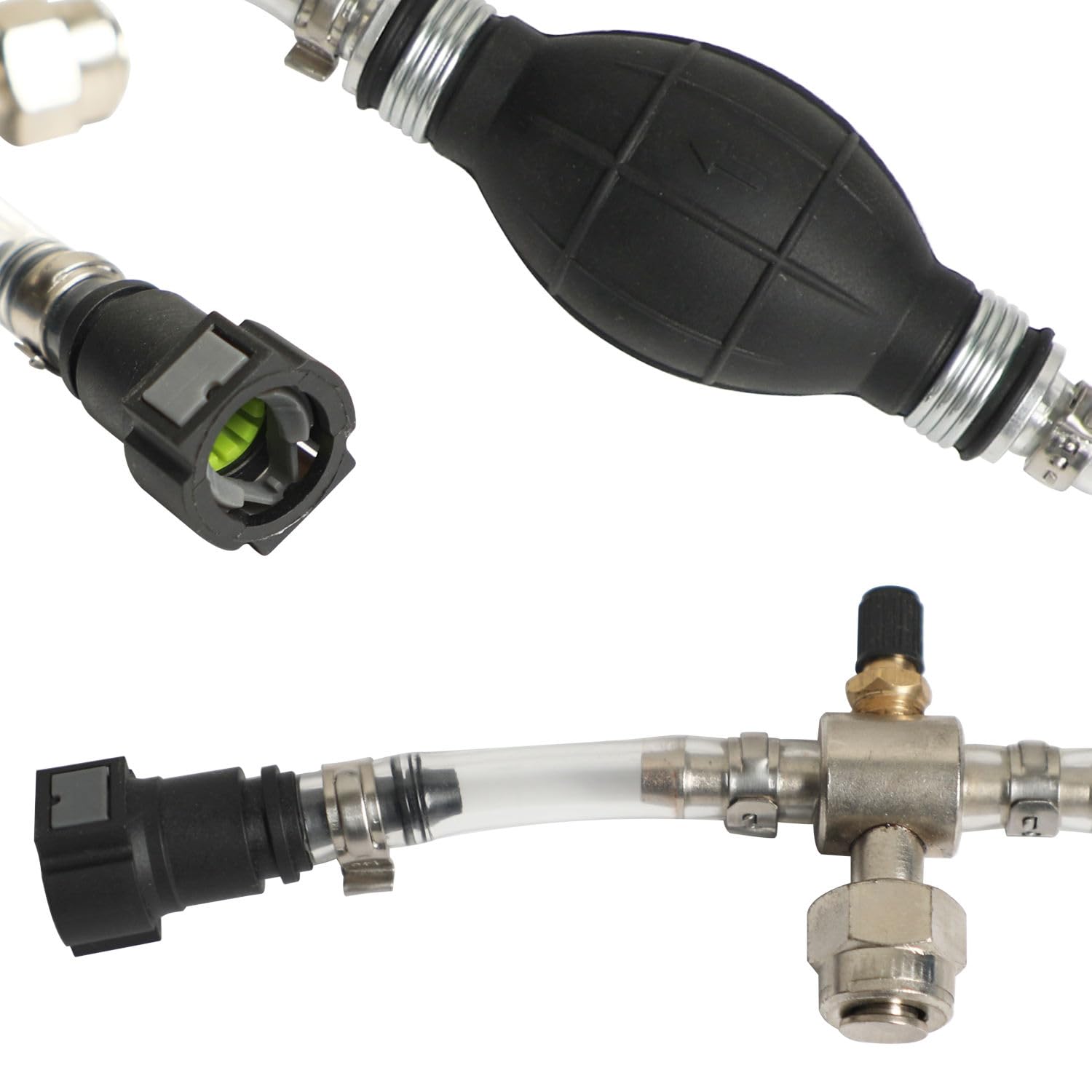 LIROPAU Kit di sfiato e priming diesel, 7 pezzi | Kit di sfiato diesel a bassa pressione, universale per la maggior parte dei veicoli diesel, adattatore incluso