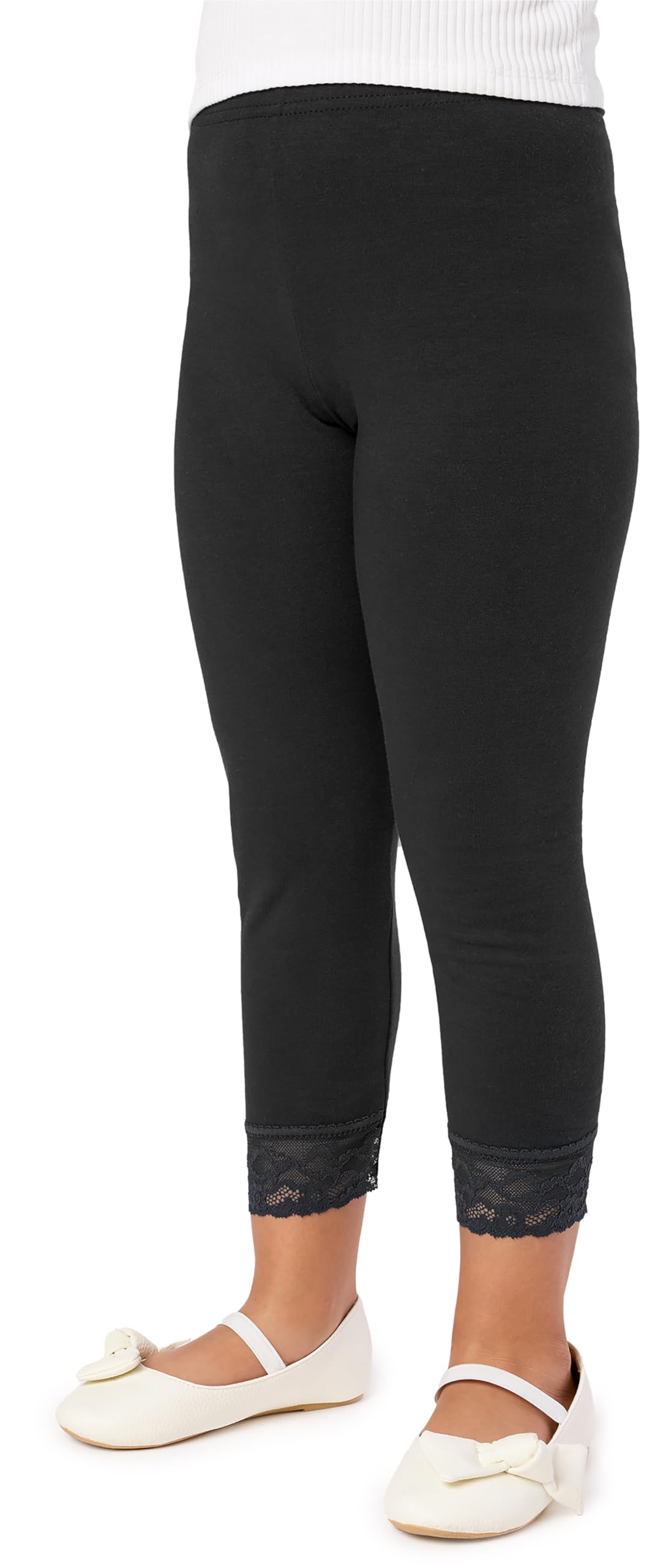 Merry Style 3/4 Leggings Kinder Mädchen aus Baumwolle Einfarbig Kurze Leggings Mädchen bequeme Sommerhose mit Spitze MS10-228