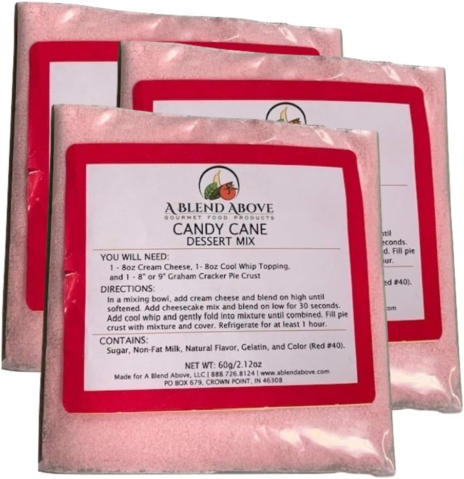 A Blend Above Candy Cane Dessert Mix, No Bake Cheesecake, 2.12 oz (4 Pack)