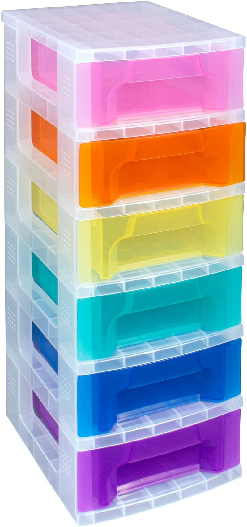 Really Useful Plastic Drawer Storage Unit 6X7 Litre Clear/Rainbow