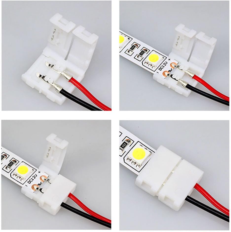EvZ 10PCS LED 5050 Single Colour Strip Light Connector 2 Pin Conductor 10 mm Wide Strip to Strip Jumper