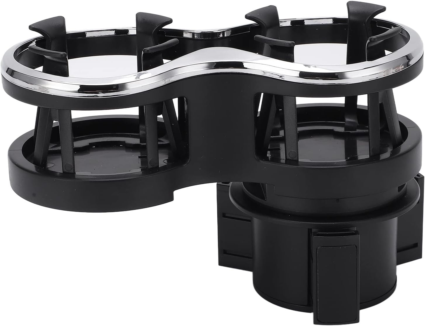 Car Dual Cup Holder Extender for Beverage Bottle Milk Tea Can Ashtray Black Universal, Elastic Inner Wall Structure, Sturdy ABS Plastic Material