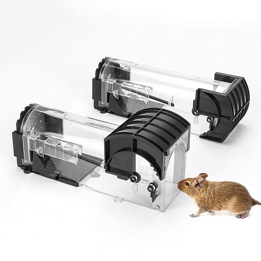GOUMAOHumane Mouse Trap E-More 2 Pack Mice Catcher Live No Kill Smart Rat Trap Multi Catch Mouse Catcher Reusable Rodent House Cage for Rodent, Mice, Hamsters, Animal Eco Friendly, Pet and Child Safe