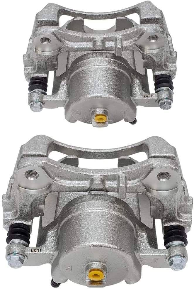 Image of Detroit Axle - Front Brake Kit for Chevy Malibu Pontiac G6 Saturn Aura | Drilled and Slotted Disc Brake Rotors Ceramic Brake Pads Brake Calipers Replacement 11.65 inch inch Rotor
