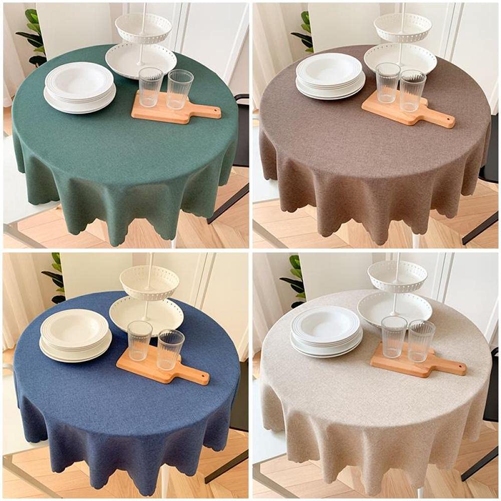 Mantel Mesa Rectangular Antimanchas Impermeable Cubremesa Sabana de Algodon para de Hogar Picnic del Hotel Tienda de Café Un Redondo Marrón de 130cm de Diámetro.