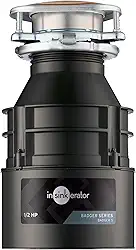 InSinkErator Triturador de lixo Badger 5, série padrão, alimentação contínua de 1/2 HP, preto