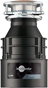 InSinkErator Triturador de lixo Badger 5, série padrão, alimentação contínua de 1/2 HP, preto